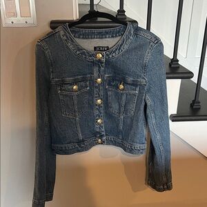 J. Crew Women's Classic Blue Jean Jacket with Gold Buttons